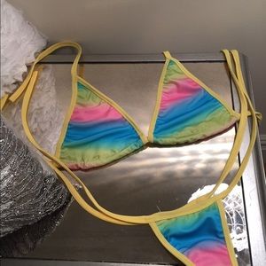 Beautiful Rainbow Thong Bikini