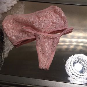 Pink bedazzled thong bikini