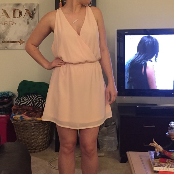 Blush Pink and White Lace Dress