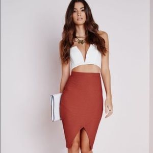 Missguided Rust Asymmetrical Skirt