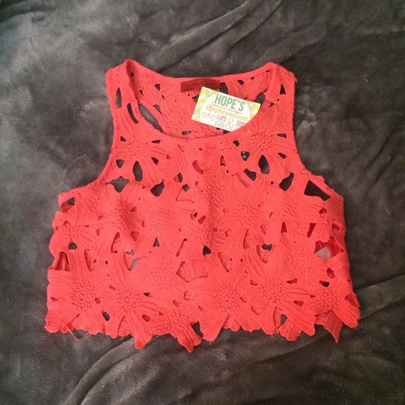 Shop Hope's Tops - Crochet Lace Crop Top