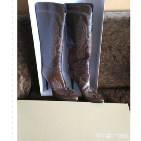 SERGIO ROSSI LEATHER EMBROIDERED BOOTS - RP $995 - Picture 4 of 4