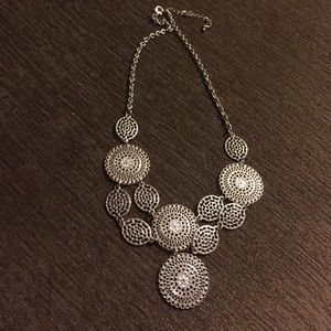 Silver mandala statement necklace