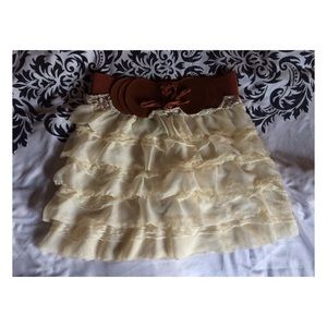 Spring Ruffle Skirt With Belt
