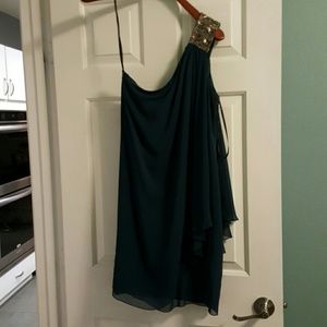 Calvin Klein size 10 Green one shoulder dress