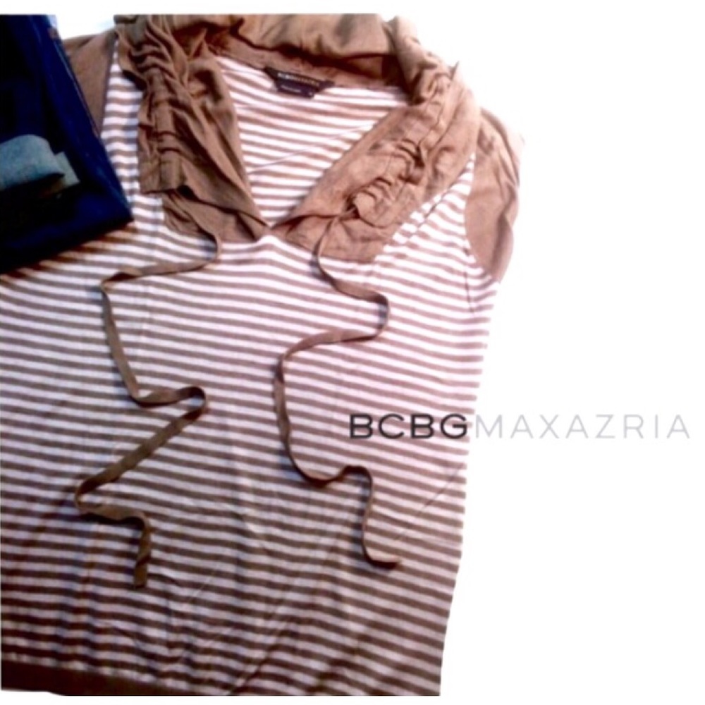 •BCBG MAXAZRIA• Drawstring Collar Cap Sleeve ToP