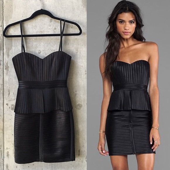 BCBGMaxAzria Dresses & Skirts - BCBG bondage peplum strapless dress black