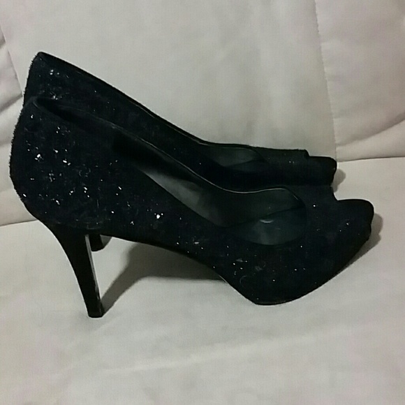 Black sequence high heels