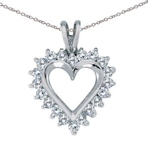 14k White Gold Diamond Heart Pendant