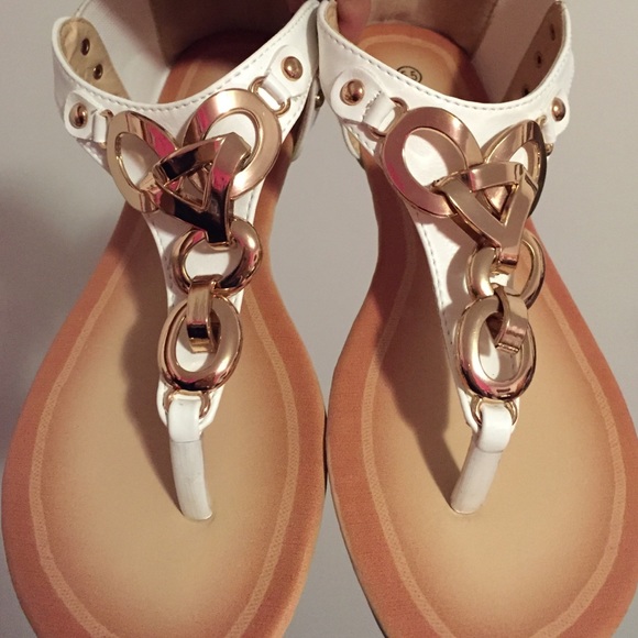 White & Gold Sandals - Picture 2 of 3
