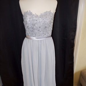 Light grey prom dress with beautiful corset back