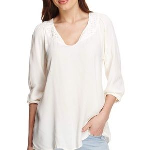 Crochet trim detail, 3/4 Sleeve Blouse