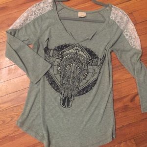 Buckle day trip large lace rhinestone long top