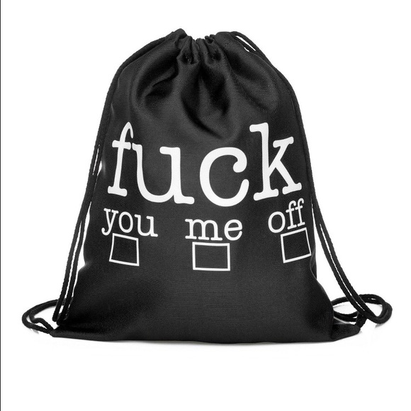 F you/me/off drawstring bag