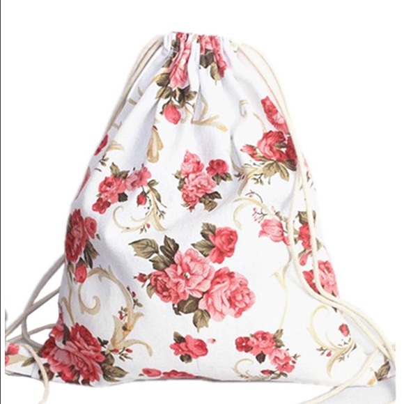 floral drawstring bag