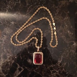 14k gold w/ruby diamond pendant