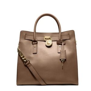 'Large Hamilton' Saffiano Leather Tote - Dark Dune