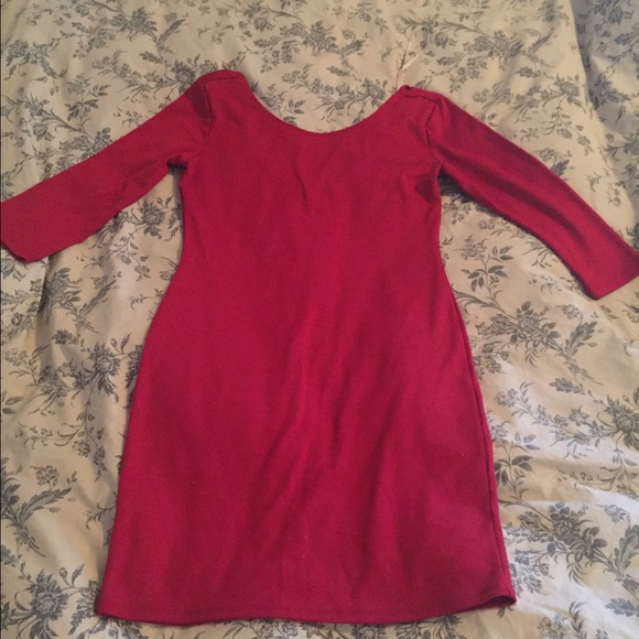Forever 21 red 3/4 length sleeve bodycon dress - Picture 1 of 2