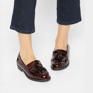 New Look Patent Tassel Loafer in Deep Red