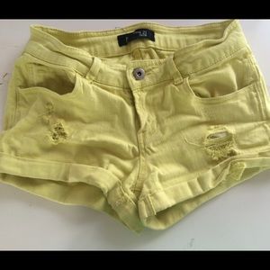 Yellow Ripped Shorts