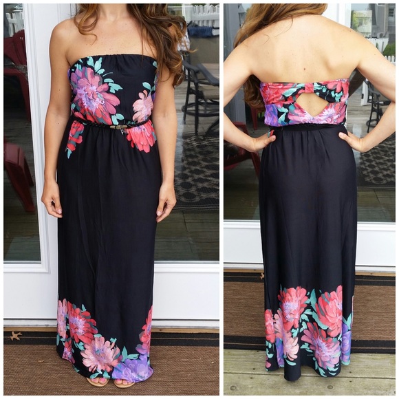 🚨LAST 1🚨 Sz M. Floral/Black maxi dress - Picture 2 of 3