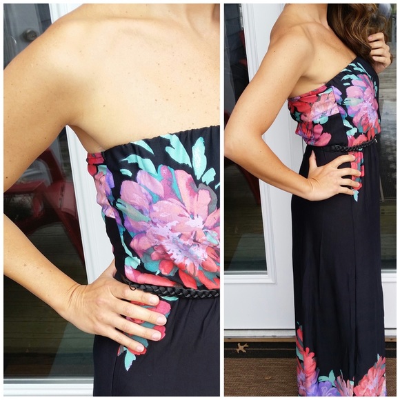 🚨LAST 1🚨 Sz M. Floral/Black maxi dress - Picture 3 of 3