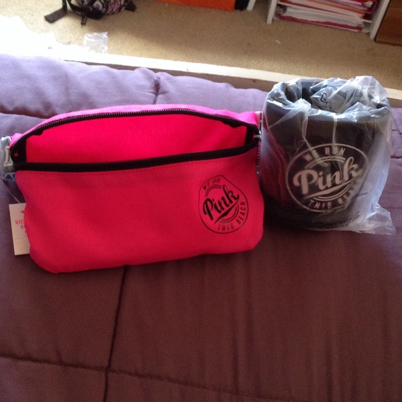 VS Pink fanny pack with Koozie