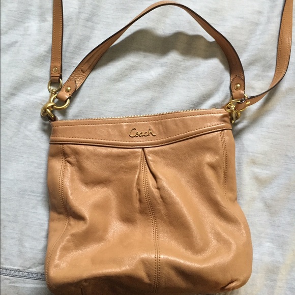 Genuine leather tan coach purse