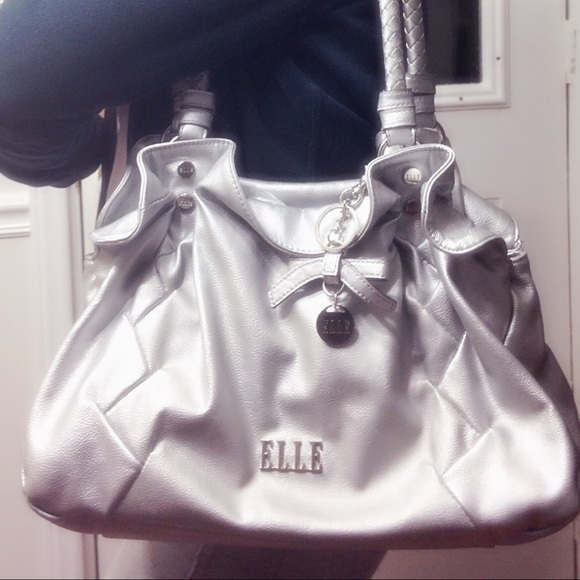 💖Beautiful ELLE Silver Medium Tote Shoulder Bag