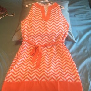 Orange and white chevron dress