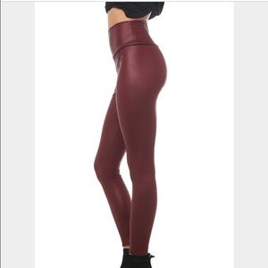 Burgundy faux leather leggings