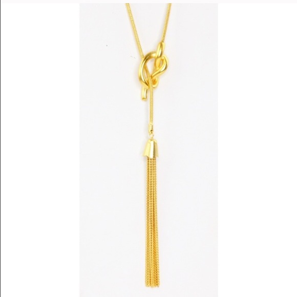 Matte gold knot lariat necklace - Picture 2 of 4