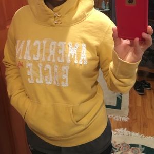 Yellow high neck hoodie