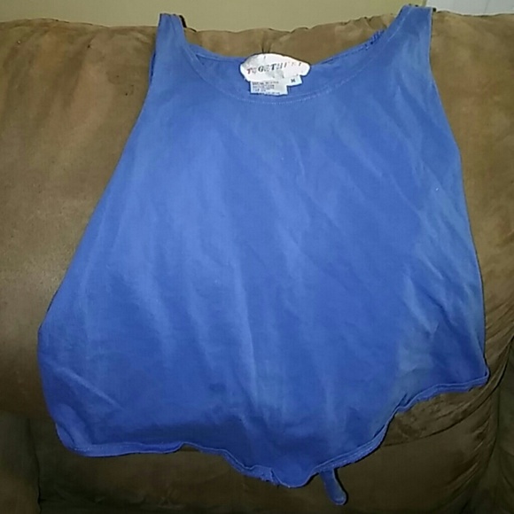 Blue belly button crop top