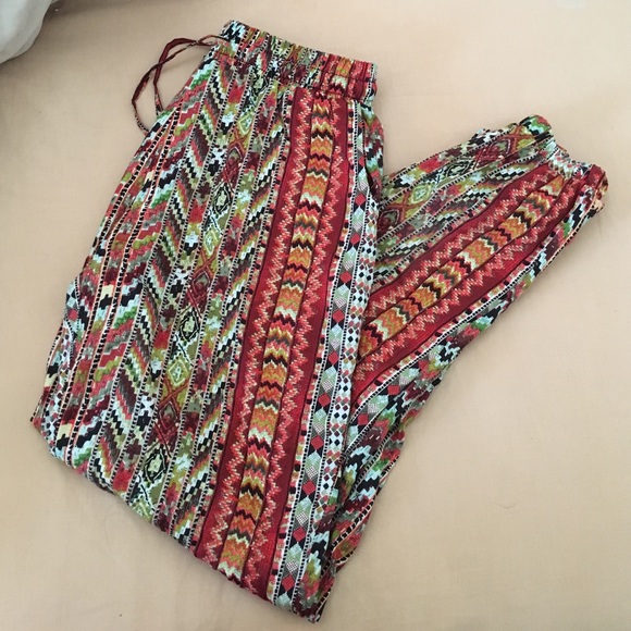 Multi-color Elastic Boho Gypsy Pants