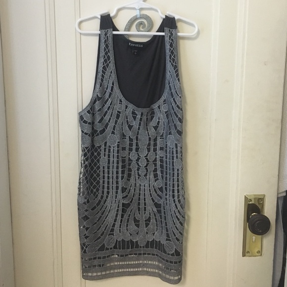 Cute silver patterned tank top