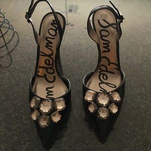 San Edelman black bejeweled heels!