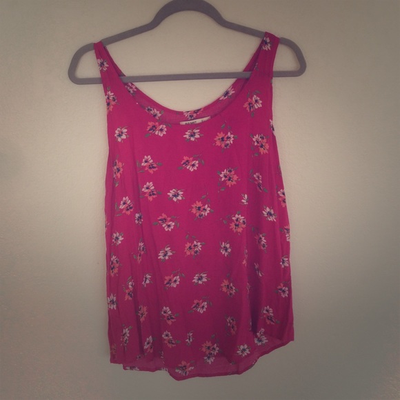 Old Navy Floral Pink Tank SZ L
