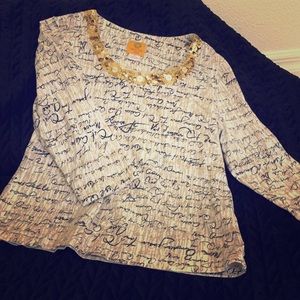 Ruby Rd Petites M. Script and sequin top
