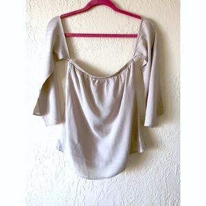 Tobi Off Shoulder Tan Top, Size Small/Medium