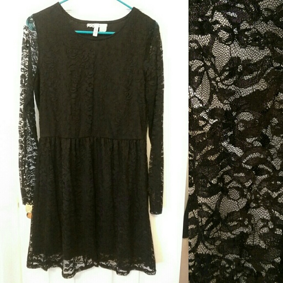 Black Long Sleeved Lace Dress