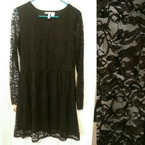 Black Long Sleeved Lace Dress