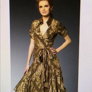 gold silk wrap dress