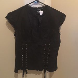 Black Button up Corset Type Top Victoria Secret