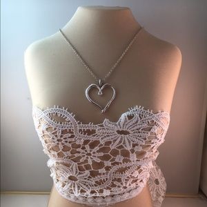 silver heart shape necklace