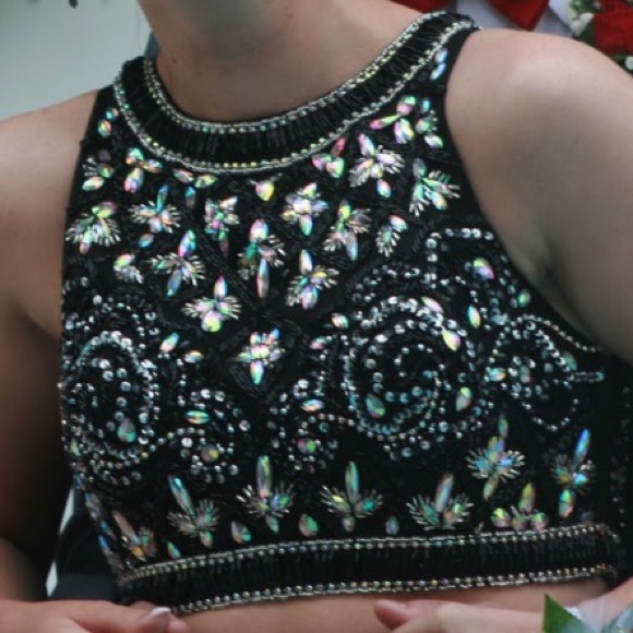 ***SOLD*** Two Piece Black Sequined Prom Dress!! - Picture 2 of 3