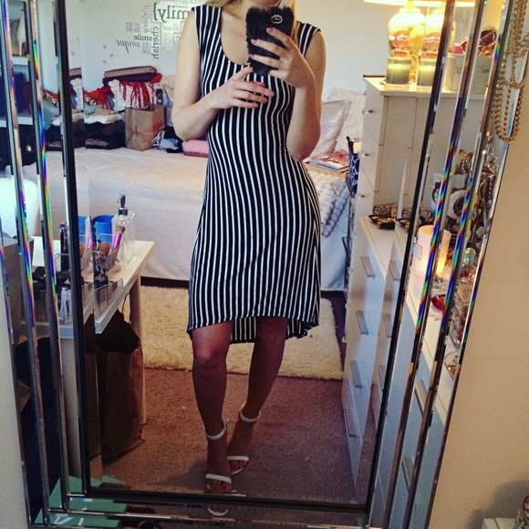 Poetry Dresses & Skirts - Black & White Stripe High-Low Dress 💕