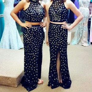 Black two piece prom dress