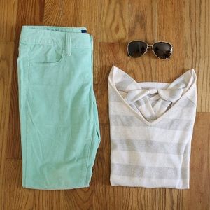 AE mint green corduroy jegging pants