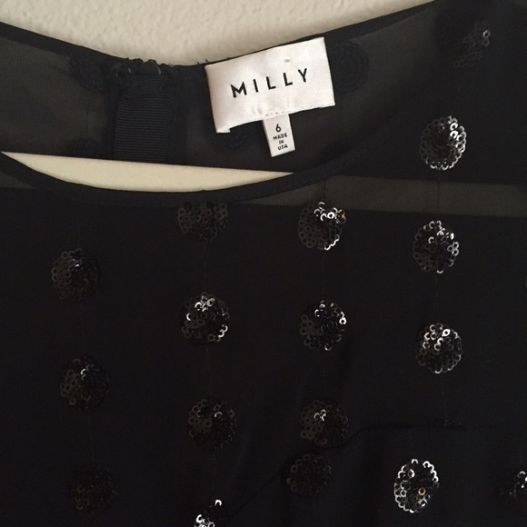 Milly Carla Black Sequin Dot Dress Size 6 - Picture 4 of 4